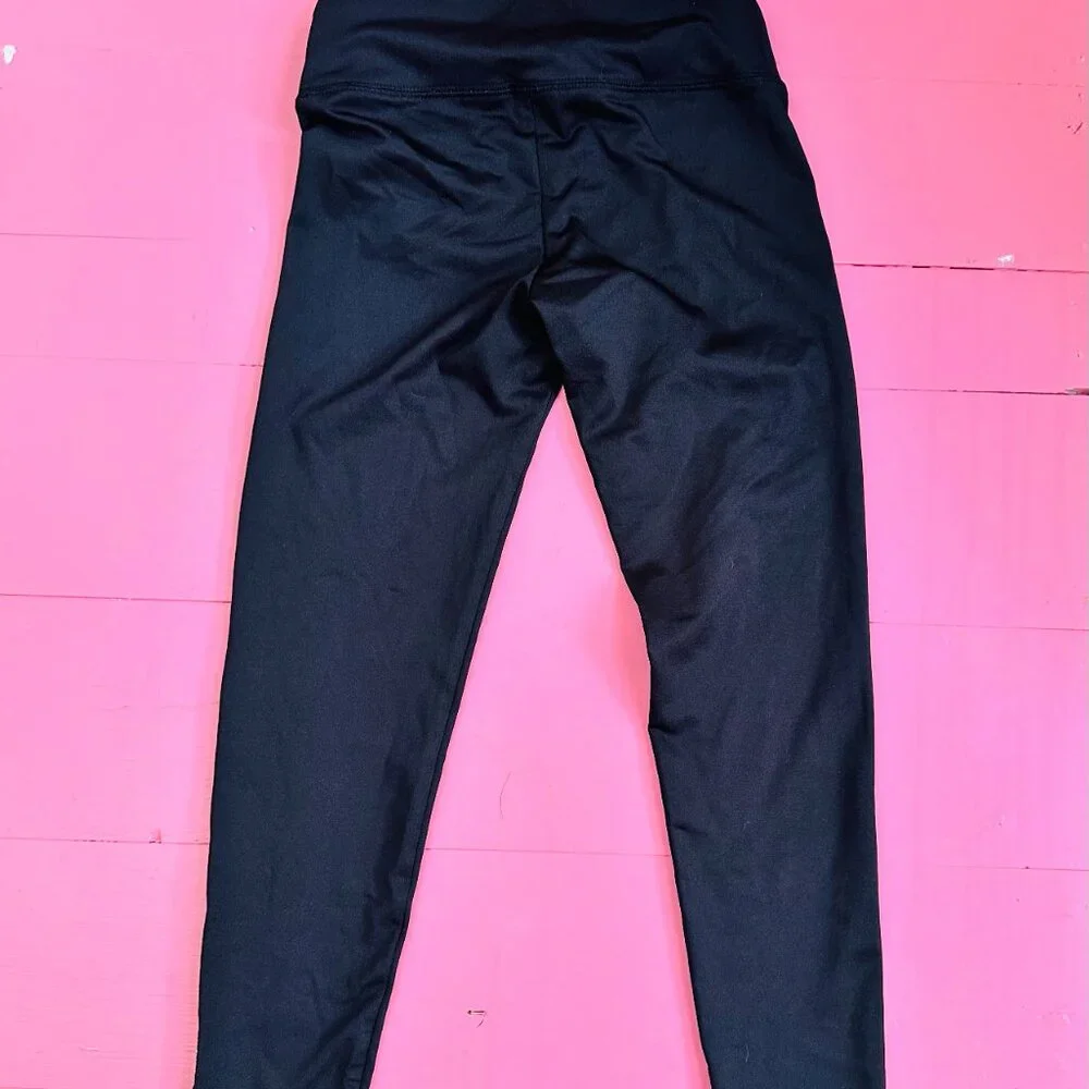 Justice Girls Leggings Size 8 Black Glitter Logo Athletic Pants